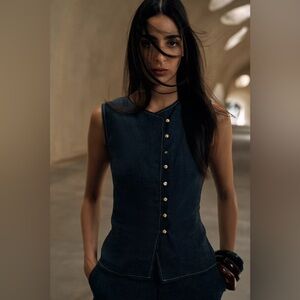 Zara DOUBLE-BREASTED LINEN VEST